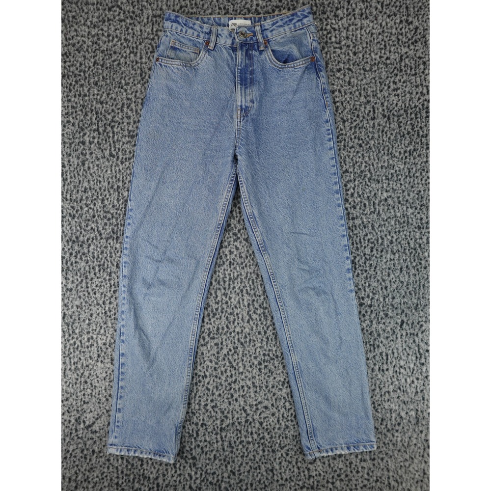 Zara Mom Jeans Womens Size 4β Light Blue High Waisted Straight Leg Denim